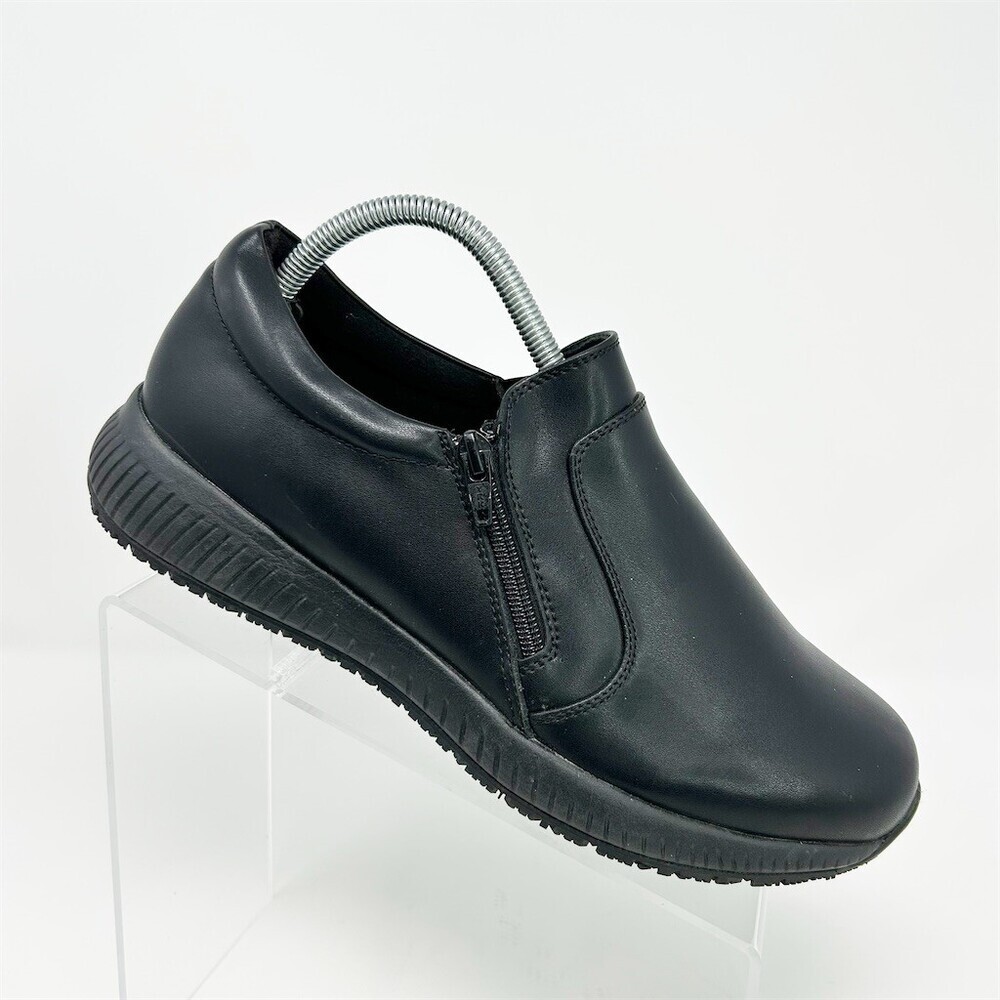 Spring Step Womens Slip-On Work Shoes Black Side Zip Comfort Non-Slip Size 9.5
